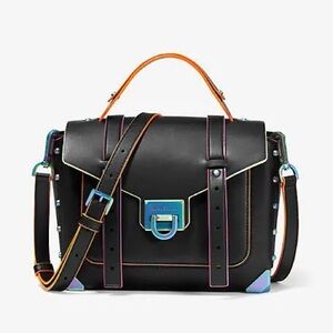 EUC Michael Kors Manhattan Medium Contrast-Trim LeatherSatchel